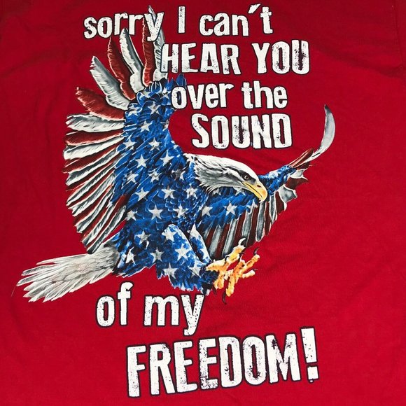 T-Shirt Mens XL? Red White Blue American Flag Bald Eagle Freedom Short Sleeve - Picture 2 of 5